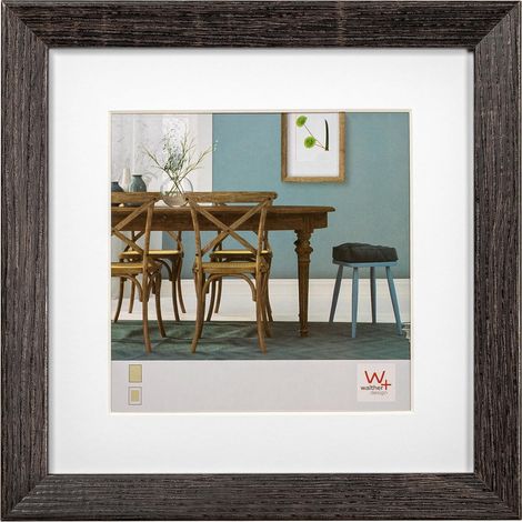 Cadre photo gris foncé 40 x 40 cm avec passe-partout, cadre en bois EF440D (1/5)