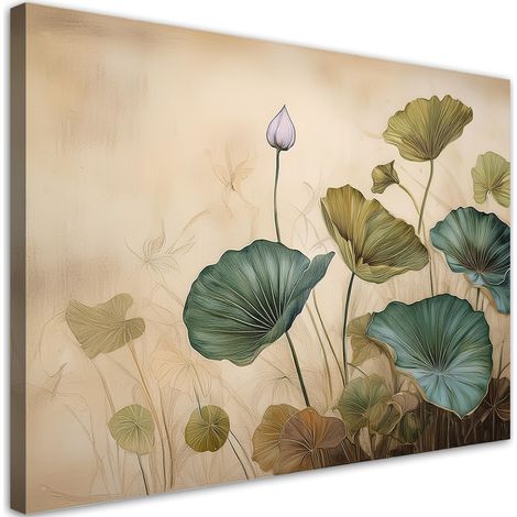 Quadro su tela, Gigli Foglie Piante - 60x40 (1/5)