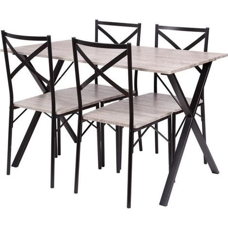 Ensemble de 1 table avec 4 chaises - MDF et Métal- COUNTRY (1/5)