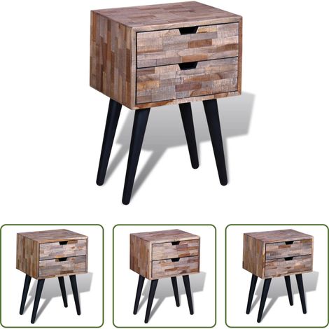 vidaXL Vintage - Nachttisch mit 2 Schubladen Altholz Teak (1/5)
