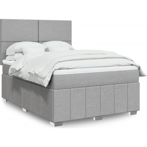 Boxspringbett mit Matratze Hellgrau 160x200 cm Stoff