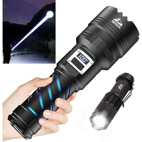 Enowelir Lampe Torche LED Tactique Rechargeable 600000 Lumens Haute Luminosité Avec Double Commutateur (1/4)