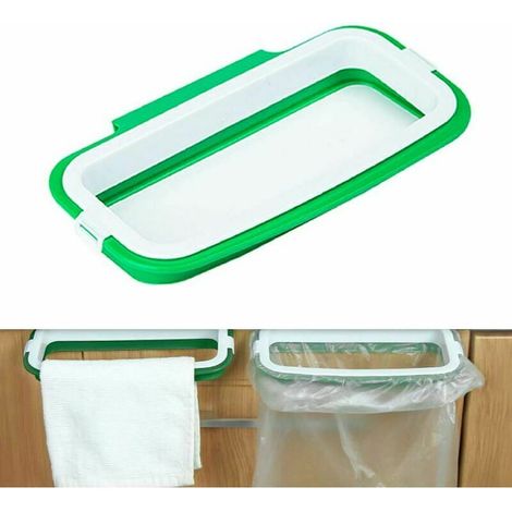2pcs corbeille à papier suspendue pour poubelle, porte-sac à déchets suspendu à la porte de l'armoire corbeille à papier suspendue pour le stockage des déchets de cuisine (vert) (1/5)