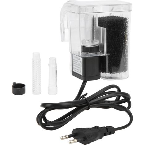 Filtro colgante 3 en 1 para acuarios: plástico, 3 W, caudal de 250 l/h, suministro de oxígeno ajustable para estanques y nanoacuarios. (1/5)