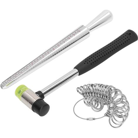 Kit mesure taille bague mandrin jauge acier inox galet marteau bijou alu outil calibrage doigt (1/5)