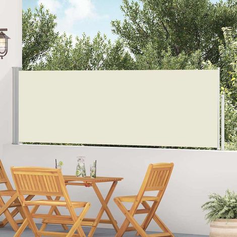 Store latéral rétractable 100x514 cm – Auvent de balcon en polyester crème résistant UV et eau – Écran d'intimité pour terrasse avec boîtier en acier gris (1/5)