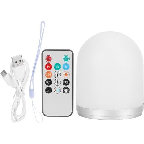 Lampe de chevet LED rechargeable USB avec télécommande, intensité variable, portable, changeant de couleur RGB (1/5)