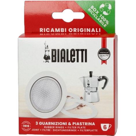 Bialetti Kit Dichtungen aus Gummi und Aluminiumfilter silber