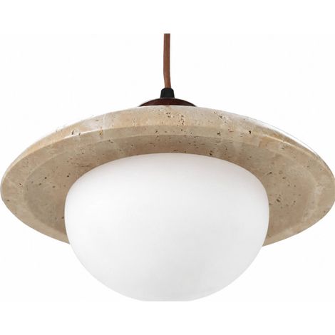 Suspension en travertin et verre - noir et naturel (1/4)