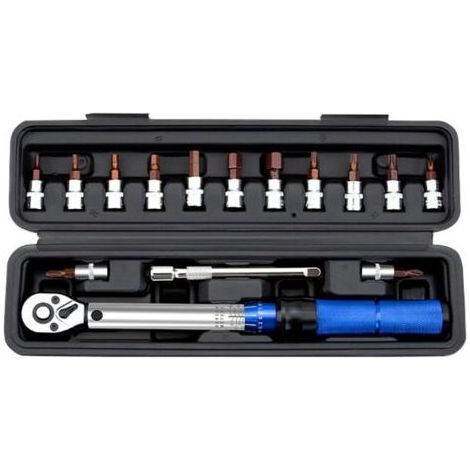 Clé Dynamométrique 1/4’’, Clef Dynamométrique Vélo 2-24N.m, 13 Pièces Kit D'entretien, pour Vélo Voiture Auto Réparati (1/5)