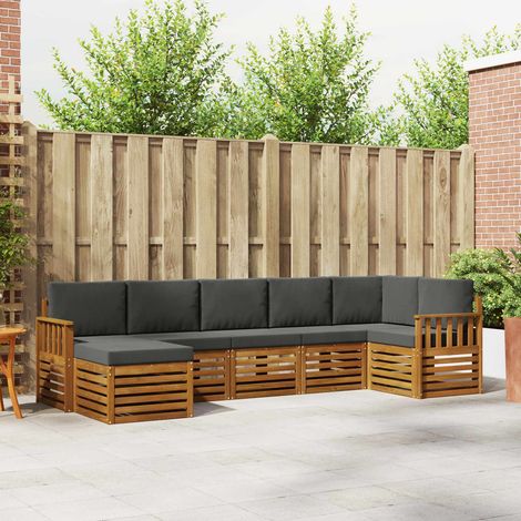 vidaXL Ecksofa Set 7 pcs Natur und Anthrazit Massivholz Akazie (1/5)