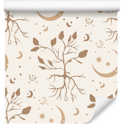 Papier peint à motif bohème blanc et crème pour salon et chambre 50x1000 cm (1/5)