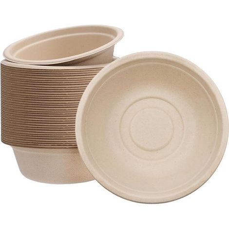 Ciotole monouso marroni da 480 ml (17 oz) in bagassa, compostabili, ecocompatibili e biodegradabili, confezione da 50 pezzi - Ideali per feste, dessert, zuppe, come ciotole da portata per cibi caldi/f (1/5)
