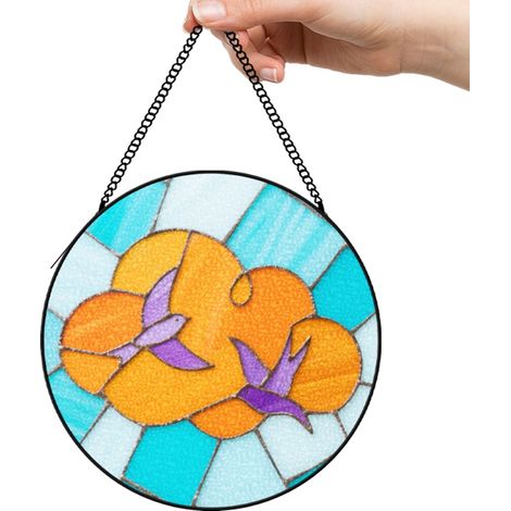 9 cm Attrape-soleil fleurs oiseaux papillons en verre coloré, décoration fenêtre intérieure, cadeau maman (1/5)