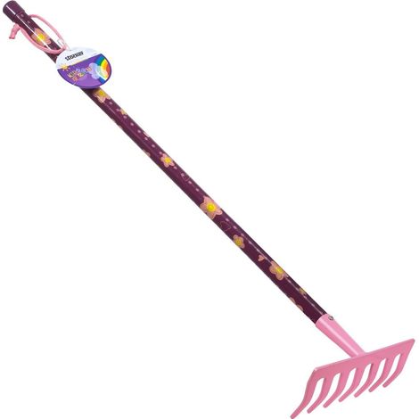 Rastrillo Stocker 78 cm 7 dientes color rosa KIDS GARDEN