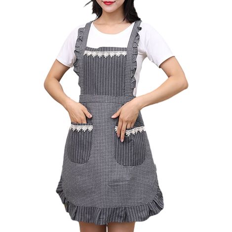 Grembiule da cucina rosso da donna, comodo, ideale per cucinare e fare giardinaggio.