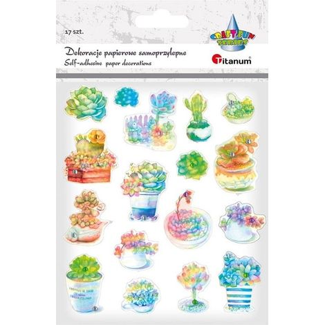 3D-Papieraufkleber Kakteen, 17 Stück