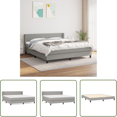The Living Store Boxspringbett mit Matratze Hellgrau 180x200 cm Stoff - Boxspringbett - Doppelbett - Bettenrahmen - Schlafsofa - Lattenrost (1/5)