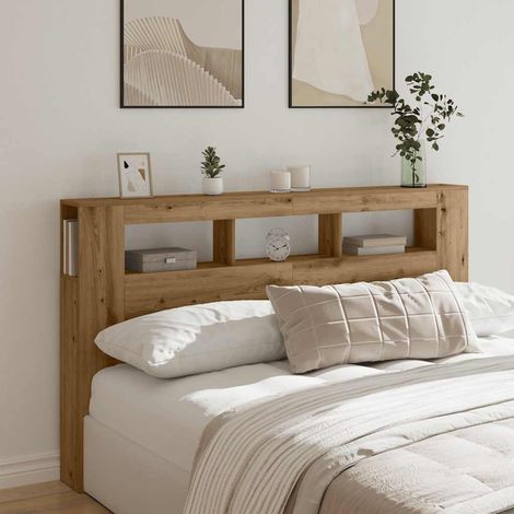 Tête de lit LED avec rangement chêne artisanal 180 x 18,5 x 103,5 cm - PANGIVO (1/5)