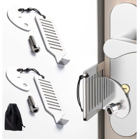 2 Pièces Serrure de Porte Portable, Verrou Porte de Sécurité à Intérieur, Verrouillage de Voyage, Verrou Confidentialité avec Sac de Rangement pour École, Hôtel, Maison, Appartement (1/5)