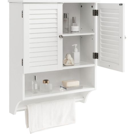 Wandhängender Badezimmerschrank, weiß, 58 x 22 x 75 cm