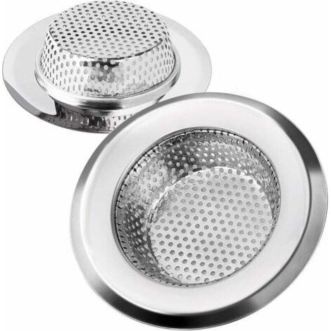 Filtre à Évier Cuisine Filtre de Vidange en Acier Inoxydable Drains d’Evier Durables Anti-colmatage Crépine Idéal pour Éviers de Maison Cuisine Bain Lavabo, 11.3cm de Diamètre 2 Pièces