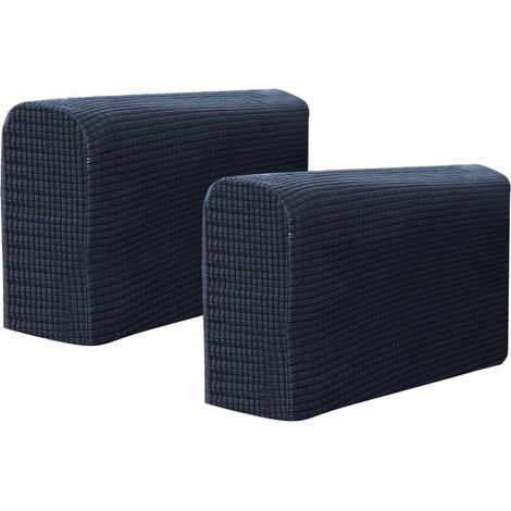 NineClouds Housses d'accoudoirs de canapé 2 pièces, réglables, capuchons d'accoudoirs de canapé extensibles, protection antidérapante des meubles (bleu marine) (1/5)