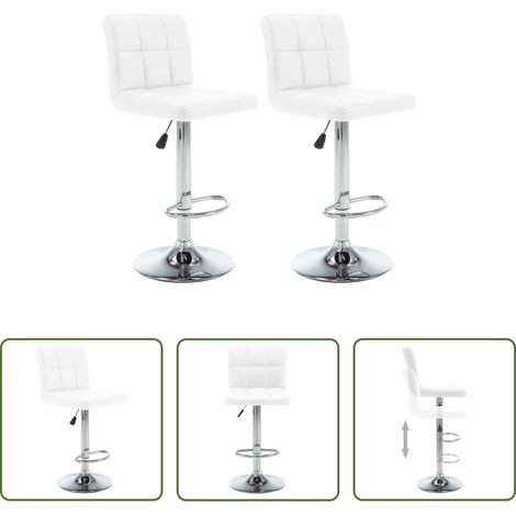 Barhocker Set -  Barhocker 2 Stk. Weiß Kunstleder (1/5)