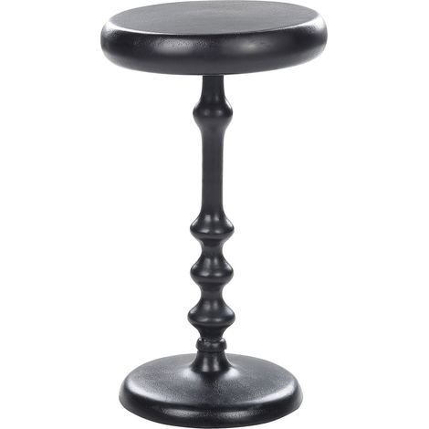 Table d'Appoint Noire en Aluminium Couvert Electrodéposition Plateau Rond Atapo