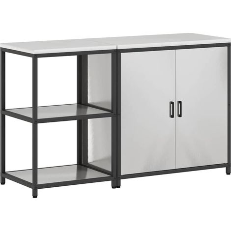 Ensemble de rangement cuisine  Meuble de cuisine 2 pcs Argenté Acier inoxydable (1/5)