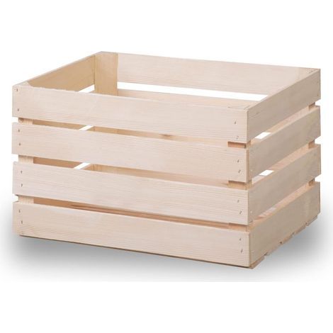 1 Caisse à fruits en bois, Naturel, 50x40x30 cm, Empilable, Pour jardin et stockage (1/2)