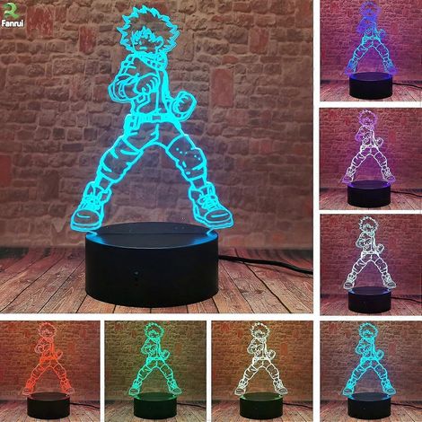Veilleuse de table LED 3D Deku Midoriya Izuku (Anime japonais) - 16 couleurs RGB, changement automatique de piles AA, décoration pour chambre de garçon - Idéale pour les fans de bébés (1/5)