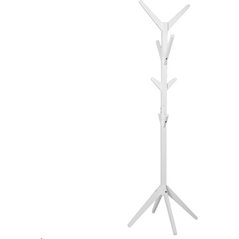 Woltu – Porte-manteaux en bois massif 177cm – Portant à vêtements avec 8 crochets – Design échelle pour gain de place – Blanc (1/4)