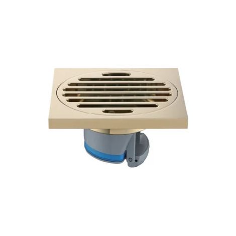 (Zirconium Gold B)Brass Shower Drainage Bathroom Floor Drain Tile Inserted Circular Deodorizing Floor Drain Grille 100X100cm (1/4)