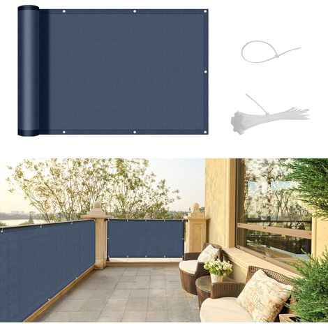 Brise Vue Balcon - 1 Lot - Polyester - Protection UV Et Imperméable - Pour Terrasse Et Jardin - 90x500cm Bleu Foncé (1/5)