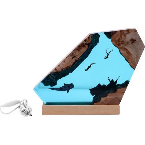 Lampe LED décorative en résine de 8 pouces, ornement d'apparence sous-marine faite à la main pour chevet de dortoir