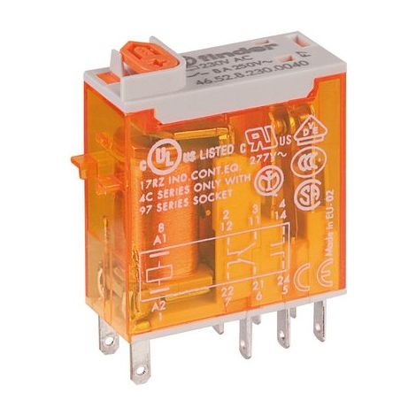 Relais miniatures industriels cosses AC 230 V Faston 2RT 8A - Série 46 - Finder (1/2)
