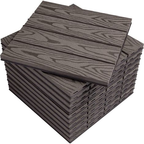 WOLTU WPC Terrassenfliesen Holzoptik Terrassendielen Fliese in Bodenbelag mit klicksystem, für Terrasse und Balkon 30x30 cm im Set (22 Stück / 2 m²) coffee