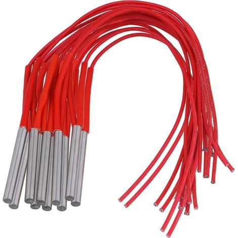 10 éléments chauffants cylindriques à tête unique pour moule, deux fils rouges, 220 V, 120 W, 6 x 50 mm, WS4865 (1/3)