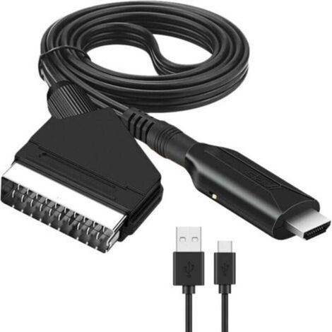 Convertisseur Péritel HDMI adaptateur complet avec câble pour PS2 PS3 Xbox anciens appareils conversion analogique numérique 1080p/720p résolution HD support composite prise noir 1m livré (1/5)