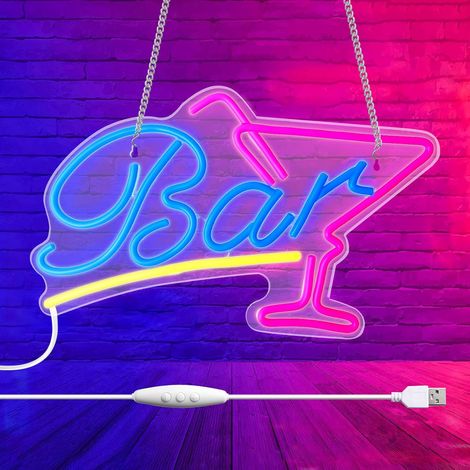 Panneau néon LED - Panneau néon à LED - Intensité variable - Acrylique - Pour bar, restaurant, fête, club - Décoration murale (1/5)