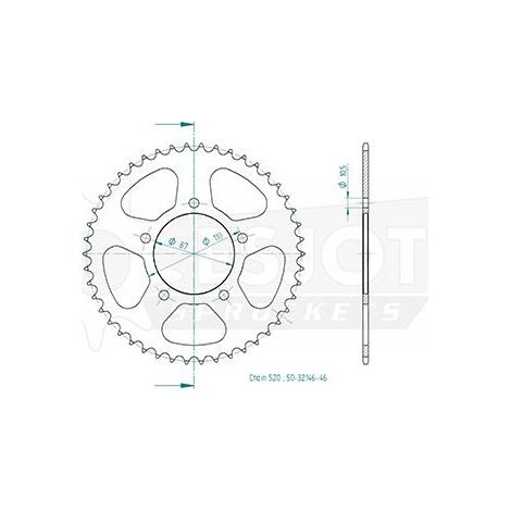 Couronne Acier Suzuki - 520 - 46 Dents - Similaire JTR823 - Made in Germany