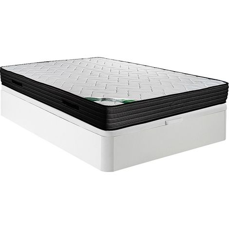 Set 160 x 200cm Rete contenitore Bianco + Materasso schiuma e rivestimento bambù sp.25cm - BERENDI di NATUREA