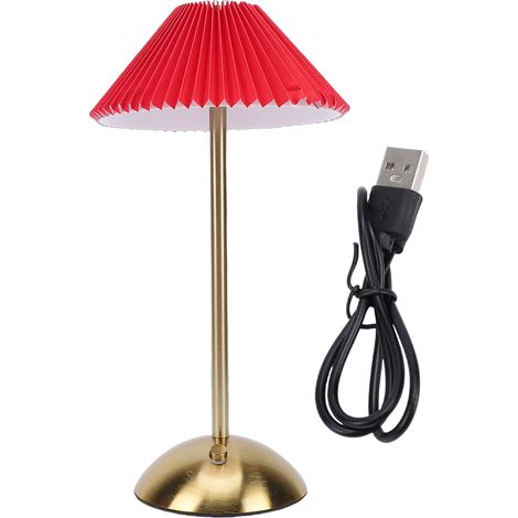 Lampe de chevet tactile sans fil, rechargeable, moderne, tissu plissé avec base en métal, pour table, chambre à coucher, bureau, chambre d'enfant, salon, style 2 (1/5)