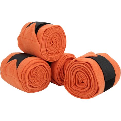 Lot de 4 bandages adhésifs double face en polaire pour les jambes de cheval, pour l'entraînement et le travail, couleur orange. (1/5)