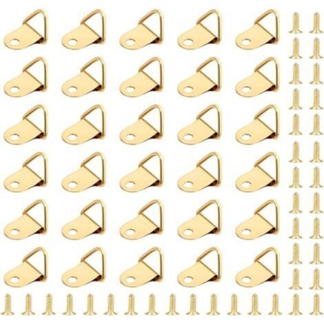 50 Pièces Crochet pour Cadre,Attache Tableau,Photo Anneaux Triangulaires Cadre,Support Murale Cintre avec 50 Pièces Vis Utilisé pour les Cadres Photo, Suspension de Décorations de Meubles (1/5)
