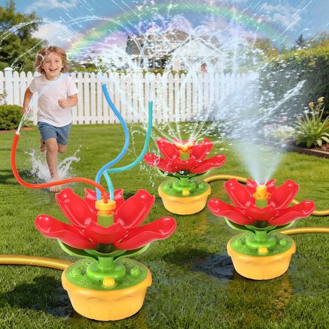 Jeux d Eau Exterieur pour Enfants 3-10 Ans, Jouets d'Arrosage  3 Modes de Pulvérisation pour Jardin Forme de Fleur, Jeu d'eau Sprinkler avec Tuyaux Souples, Jouet d'Été pour Enfants (1/5)