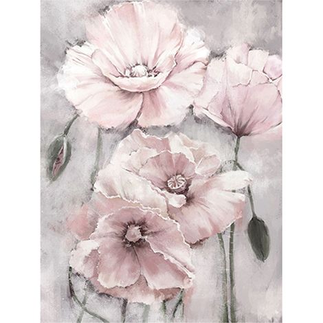 Leinwandbild mit Blumenmuster in Rosa und Grau, ungerahmt, Wandbild, Innendekoration für Wohnzimmer oder Badezimmer, 40 × 50 cm (1/5)