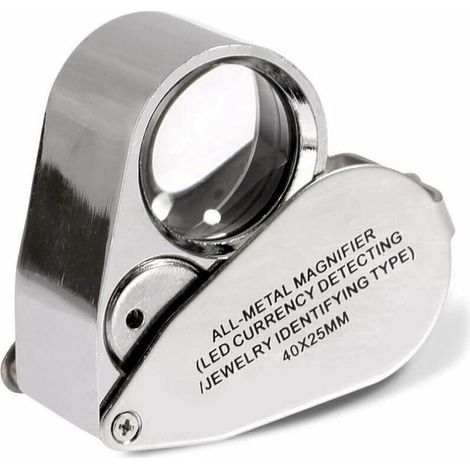 VURAHOME - Loupe de bijoutier 40x loupe pliante pour les yeux de bijoux avec lumière LED éclairée (détection de devise par LED / bijoutiers identifiant le type Lupe).. (1/5)