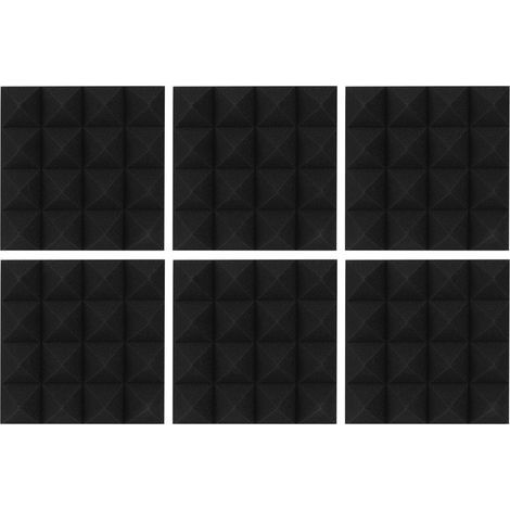 Panneaux de mousse acoustique pyramidaux. coton absorbant le son. lot de 6. mousse d'insonorisation pour studio (noir) (1/4)